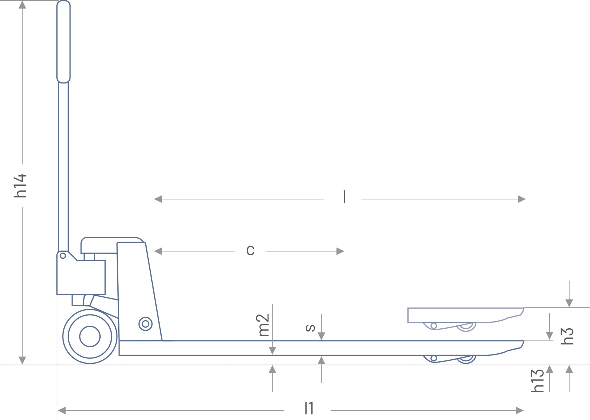 technical drawing Pallit hand pallet trucks